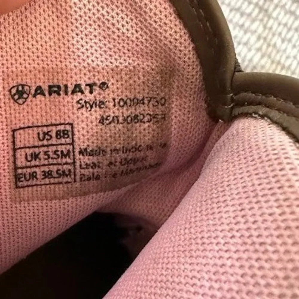 Ariat Girls Fatbaby Brown Leather Pink Embroidery Western Cowboy Boots Round Toe